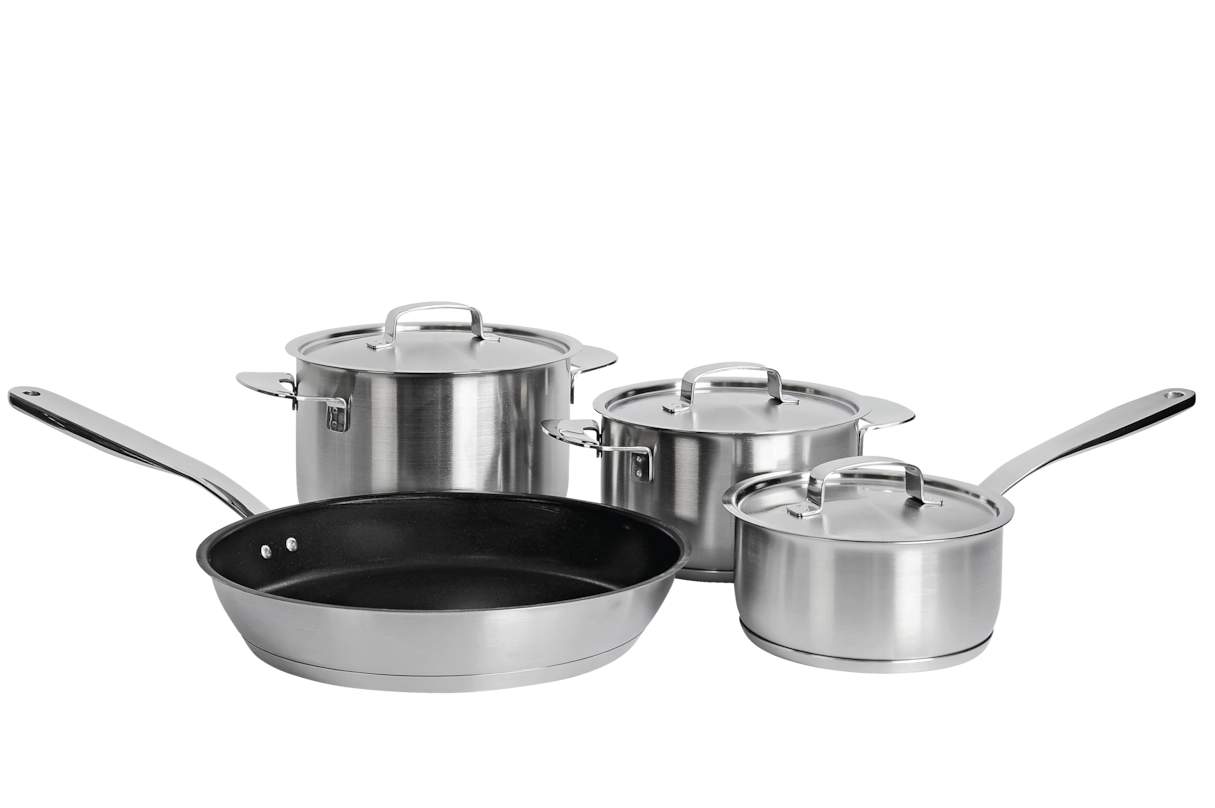 Комплект посуды All Steel с логотипом Miele 4 предмета KMTS 5704-2 Miele купить в Тольятти | Всегда в наличии! | Артикул 11945190 | Официальный сайт