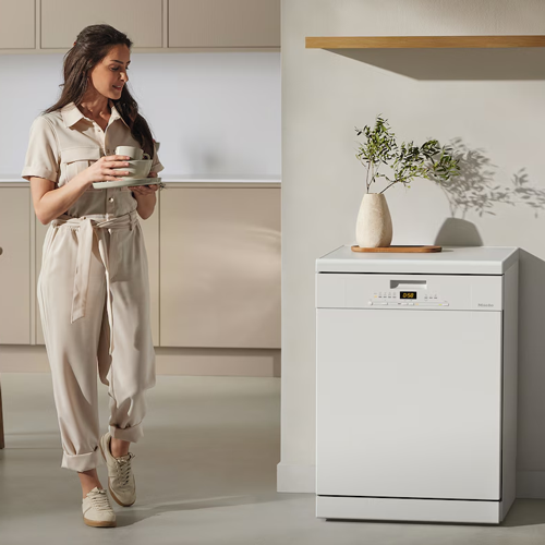 Установка отдельно стоящей бытовой посудомоечной машины